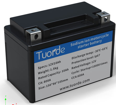 12V 10Ah 120CCA natrium-ion motorfietsstarterbatterij met 120A koude cranking amp